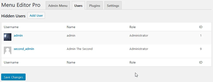 Users tab screenshot